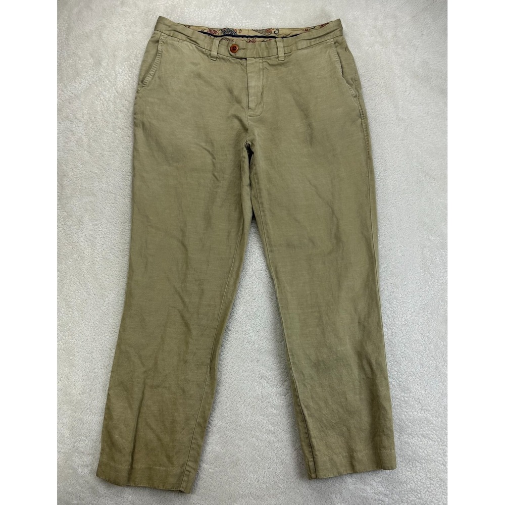 Tommy Bahama Linen Blend Chino Pants Mens 32x30 Tan Coastal Summer Vibe